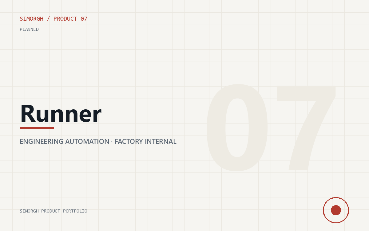 Typographic Runner product cover with a planned-status marker.