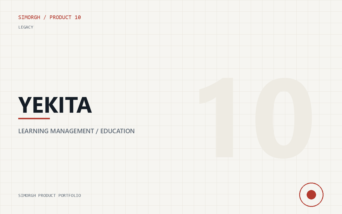 Typographic YEKITA product cover with a legacy-status marker.